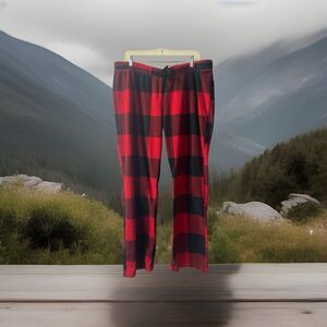 Old Navy Fleece Pajama Pants Mens XL Red Fleece Straight Leg Warm Buffalo Check